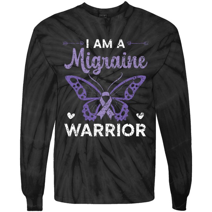 I Am A Migraine Warrior Headache Migraine Awareness Tie-Dye Long Sleeve Shirt