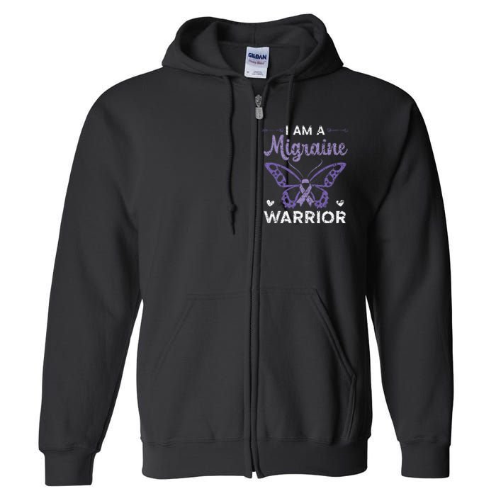 I Am A Migraine Warrior Headache Migraine Awareness Full Zip Hoodie