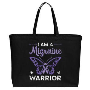 I Am A Migraine Warrior Headache Migraine Awareness Cotton Canvas Jumbo Tote