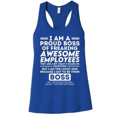 I Am A Proud Boss Of Freaking Awesome Employees Funny Boss Gift Women's Racerback Tank