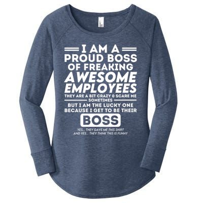 I Am A Proud Boss Of Freaking Awesome Employees Funny Boss Gift Women's Perfect Tri Tunic Long Sleeve Shirt