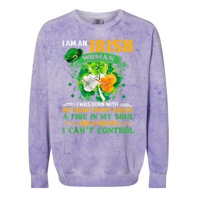 I Am An Irish I Was Born With My Heart On My Sleeve Funny Gift Colorblast Crewneck Sweatshirt