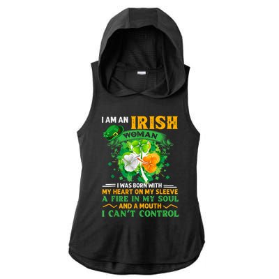 I Am An Irish I Was Born With My Heart On My Sleeve Funny Gift Ladies PosiCharge Tri-Blend Wicking Draft Hoodie Tank