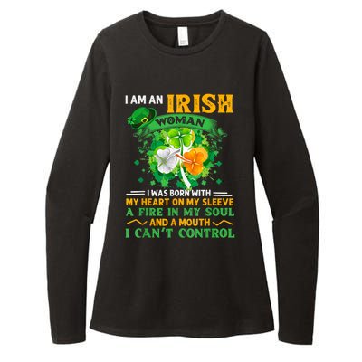 I Am An Irish I Was Born With My Heart On My Sleeve Funny Gift Womens CVC Long Sleeve Shirt