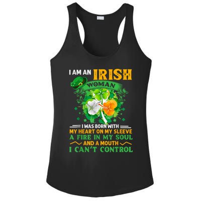 I Am An Irish I Was Born With My Heart On My Sleeve Funny Gift Ladies PosiCharge Competitor Racerback Tank