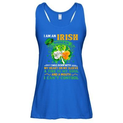 I Am An Irish I Was Born With My Heart On My Sleeve Funny Gift Ladies Essential Flowy Tank