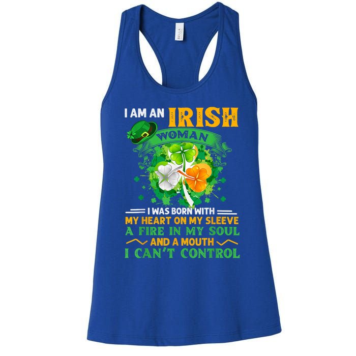 I Am An Irish I Was Born With My Heart On My Sleeve Funny Gift Women's Racerback Tank