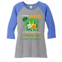 I Am An Irish I Was Born With My Heart On My Sleeve Funny Gift Women's Tri-Blend 3/4-Sleeve Raglan Shirt