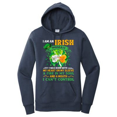 I Am An Irish I Was Born With My Heart On My Sleeve Funny Gift Women's Pullover Hoodie