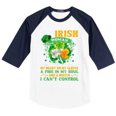 I Am An Irish I Was Born With My Heart On My Sleeve Funny Gift Baseball Sleeve Shirt