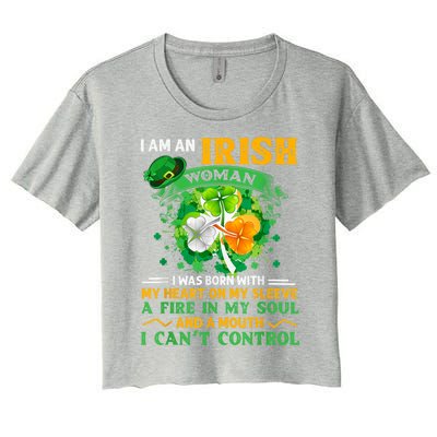 I Am An Irish I Was Born With My Heart On My Sleeve Funny Gift Women's Crop Top Tee