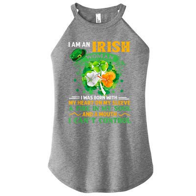 I Am An Irish I Was Born With My Heart On My Sleeve Funny Gift Women’s Perfect Tri Rocker Tank