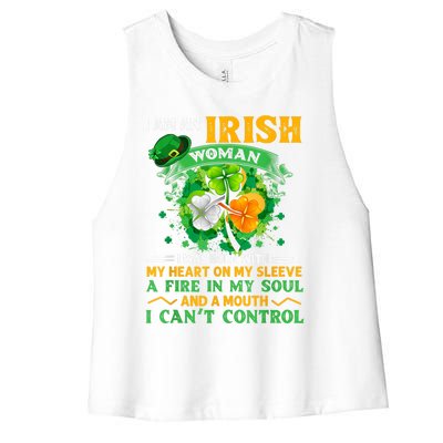 I Am An Irish I Was Born With My Heart On My Sleeve Funny Gift Women's Racerback Cropped Tank