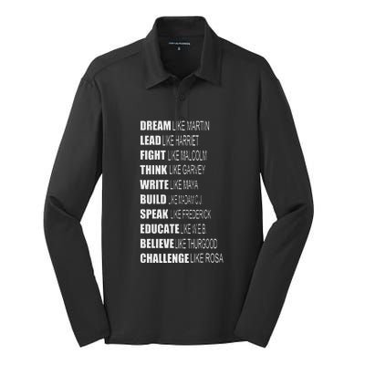 Inspirational African American Proud Black History Month Silk Touch Performance Long Sleeve Polo