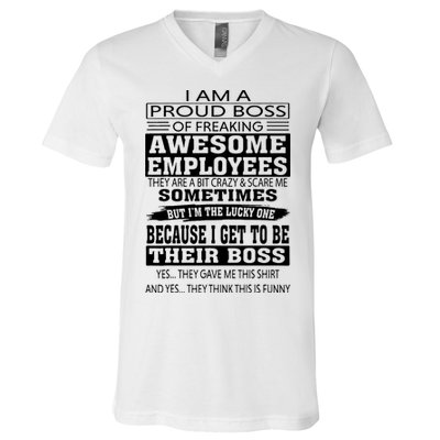 I Am A Proud Boss Of Freaking Awesome Employees V-Neck T-Shirt