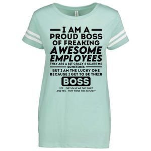 I Am A Proud Boss Of Freaking Awesome Employees Funny Boss Enza Ladies Jersey Football T-Shirt