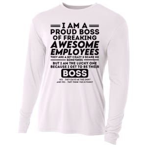 I Am A Proud Boss Of Freaking Awesome Employees Funny Boss Cooling Performance Long Sleeve Crew