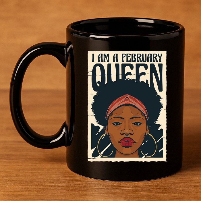 I Am A February Queen Gift For Her 11oz C Handle Ceramic Mug