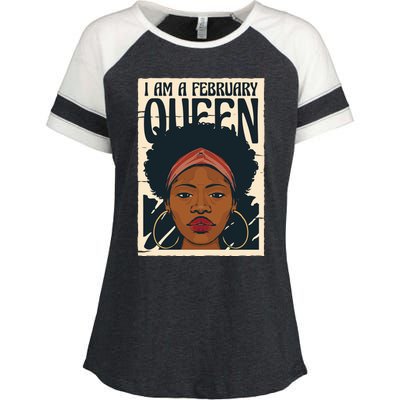 I Am A February Queen Gift For Her Enza Ladies Jersey Colorblock Tee