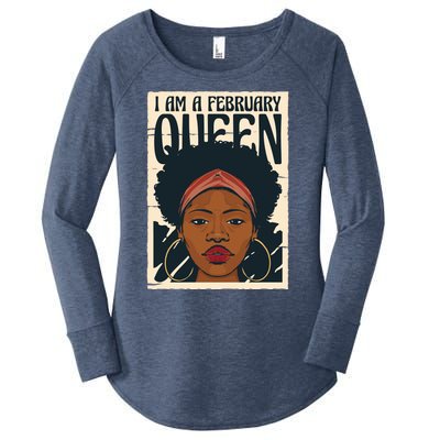 I Am A February Queen Gift For Her Women's Perfect Tri Tunic Long Sleeve Shirt