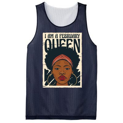 I Am A February Queen Gift For Her Mesh Reversible Basketball Jersey Tank