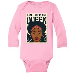 I Am A February Queen Gift For Her Baby Long Sleeve Bodysuit