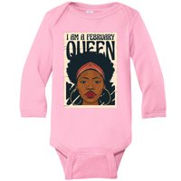 I Am A February Queen Gift For Her Baby Long Sleeve Bodysuit