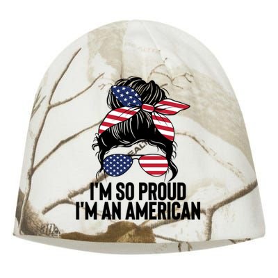 Im An American Funny Usa Flag Citizenship Patriotic Gift Kati - Camo Knit Beanie