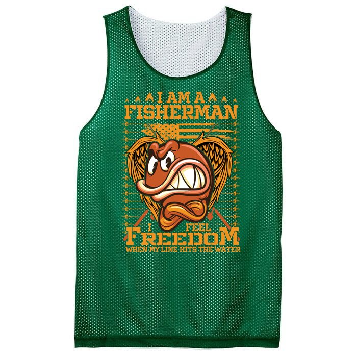 I Am A Fisherman I Feel Freedom When My Line Hits The Water Mesh Reversible Basketball Jersey Tank