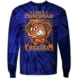 I Am A Fisherman I Feel Freedom When My Line Hits The Water Tie-Dye Long Sleeve Shirt