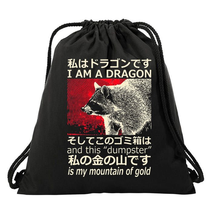 I Am A Dragon And This Dumpster Is My Mountain Drawstring Bag