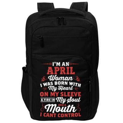 Im An April Wo Queen Born In April Impact Tech Backpack