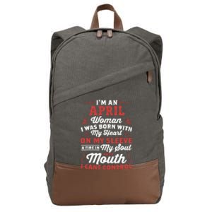 Im An April Wo Queen Born In April Cotton Canvas Backpack