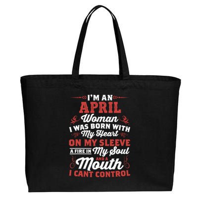 Im An April Wo Queen Born In April Cotton Canvas Jumbo Tote