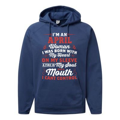 Im An April Wo Queen Born In April Performance Fleece Hoodie