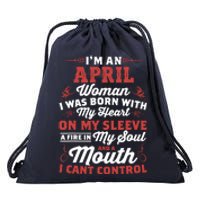 Im An April Wo Queen Born In April Drawstring Bag