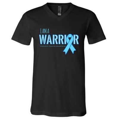 I Am A Warrior Prostate Cancer Awareness V-Neck T-Shirt