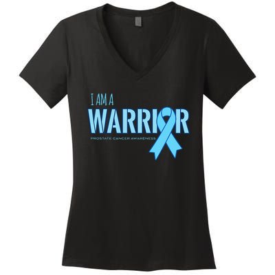 I Am A Warrior Prostate Cancer Awareness Women's V-Neck T-Shirt