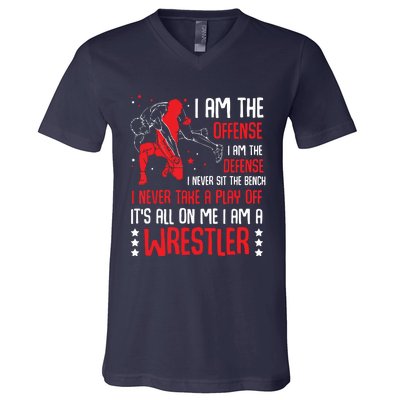 I Am A Wrestler Wrestling Wrestler Fight Coach Sports V-Neck T-Shirt