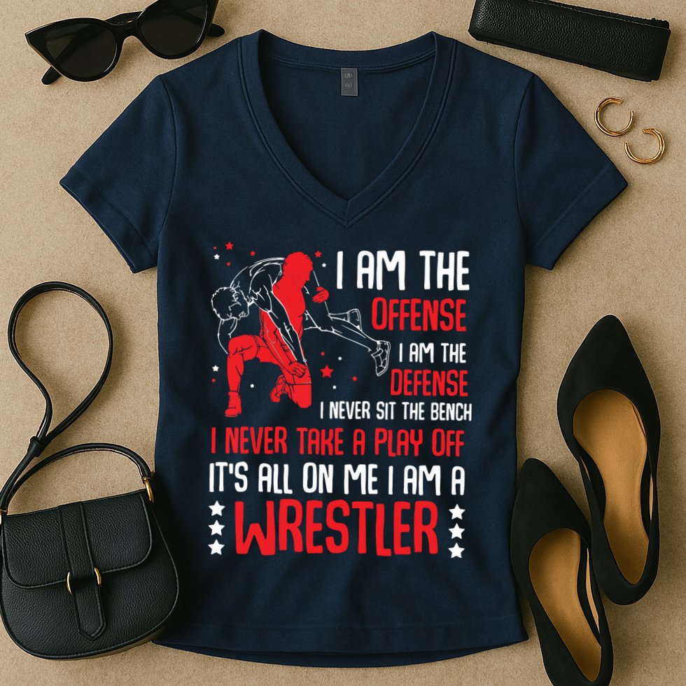 I Am A Wrestler Wrestling Wrestler Fight Coach Sports Women's V-Neck T-Shirt