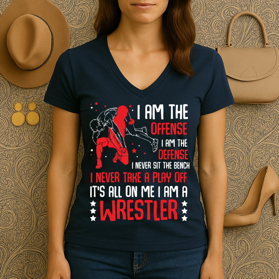 I Am A Wrestler Wrestling Wrestler Fight Coach Sports Women's V-Neck T-Shirt