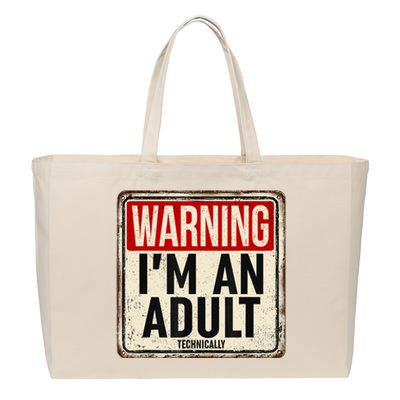 Im An Adult Technically Funny 18th Birthday 18 Year Old Cotton Canvas Jumbo Tote