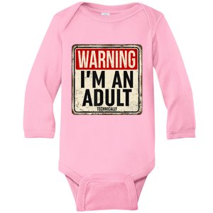 Im An Adult Technically Funny 18th Birthday 18 Year Old Baby Long Sleeve Bodysuit