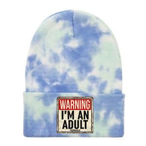 Im An Adult Technically Funny 18th Birthday 18 Year Old Tie Dye 12in Knit Beanie