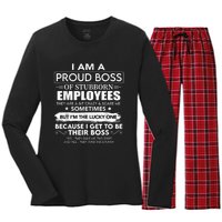 I Am A Proud Boss Of Stubborn Employees They Are Bit Crazy Women's Long Sleeve Flannel Pajama Set 