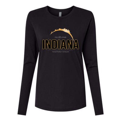 Indiana America April 2024 Path Of Totality Solar Eclipse Womens Cotton Relaxed Long Sleeve T-Shirt