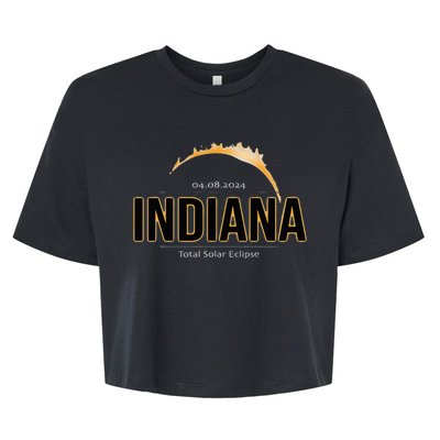 Indiana America April 2024 Path Of Totality Solar Eclipse Bella+Canvas Jersey Crop Tee