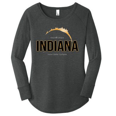 Indiana America April 2024 Path Of Totality Solar Eclipse Women's Perfect Tri Tunic Long Sleeve Shirt