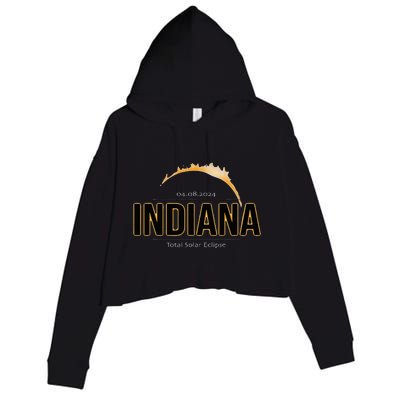 Indiana America April 2024 Path Of Totality Solar Eclipse Crop Fleece Hoodie