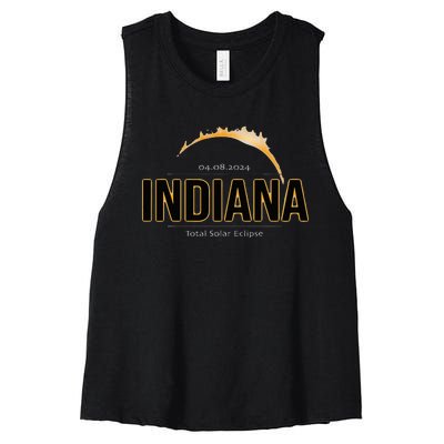 Indiana America April 2024 Path Of Totality Solar Eclipse Women's Racerback Cropped Tank